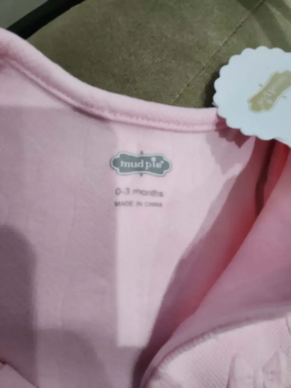 Mud Pie Baby Girl Pink Bow Embossed Sleep Gown 0-3 Months